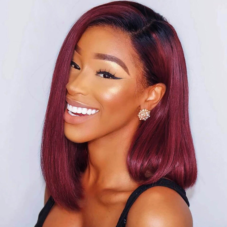 Short Straight 1B-99J Colored Bob Human Hair Wig Short Straight 1B-99J Colored Bob Human Hair Wig